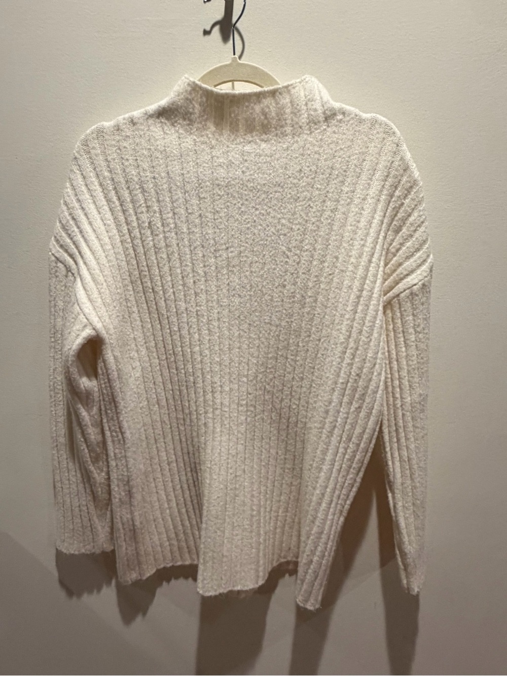 Open Edit Ivory Ribbed Mock Neck Sweater Size Small